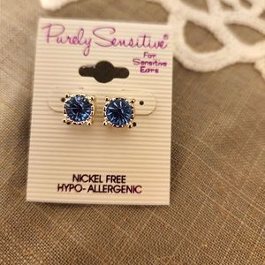 💥SALE💥Purely Sensitive, NWT, Silver & Blue Sparkle Stud Earrings